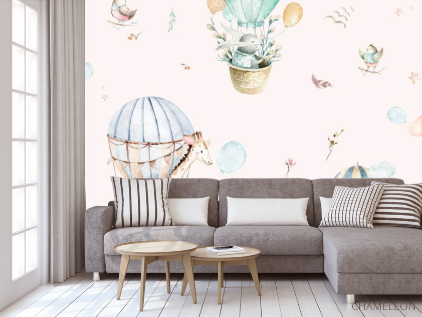 Фотообои Животные в воздушном шарике патерн - 3