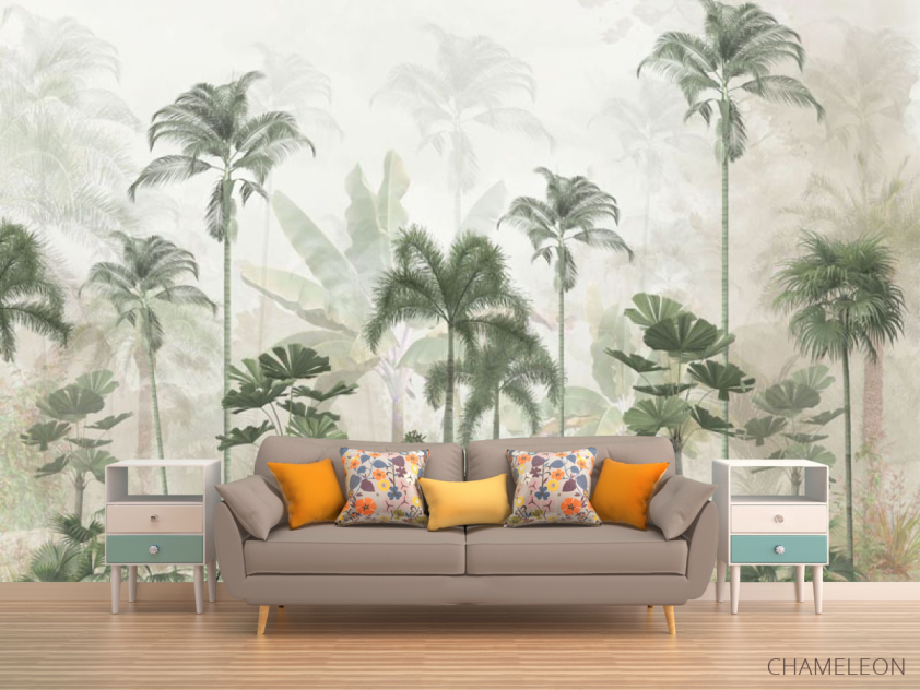 Фотообои Тропические пальмы в тумане. - 1