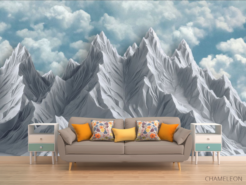 Фотообои 3д горы голубые с небом - 1