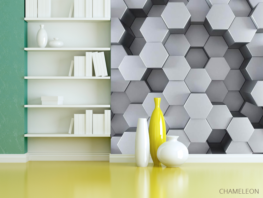 Фотошпалери сірі 3Д шестикутники - 3