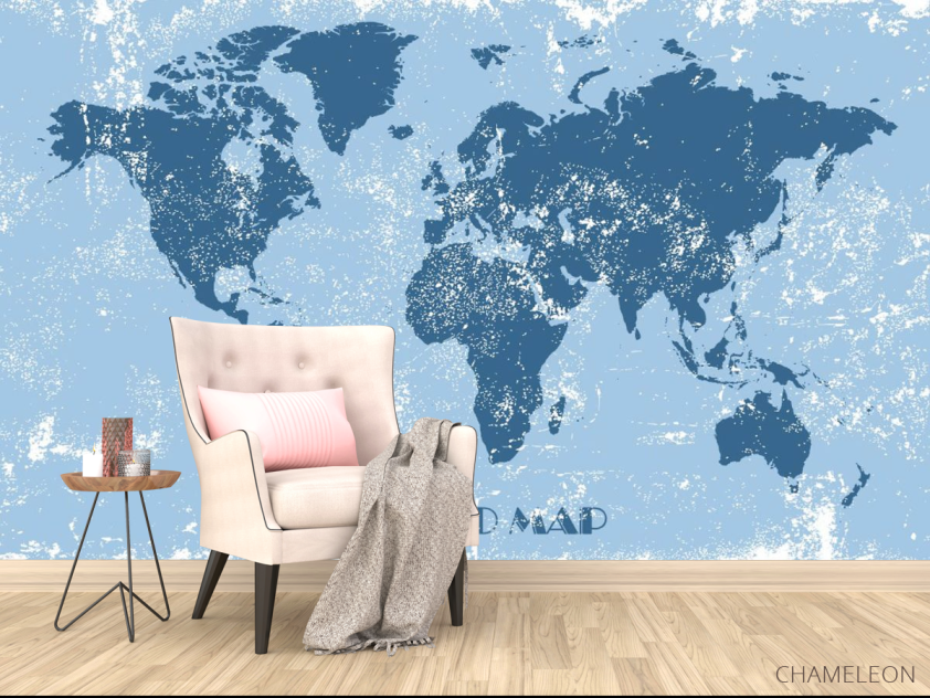 Фотообои Синяя карта мира - 4