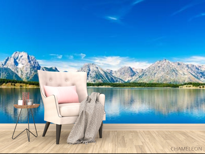 Фотообои синее озеро возле гор - 4