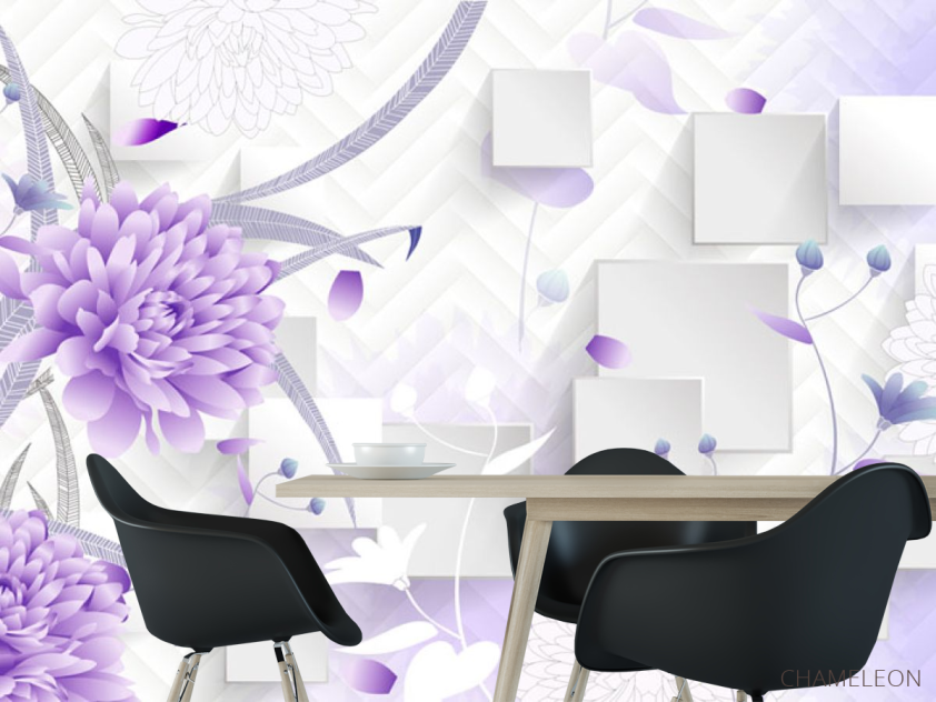 Фотошпалери Фіолетові квіти 3д - 1