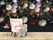 Фотообои Винтажные цветы на черном - 4