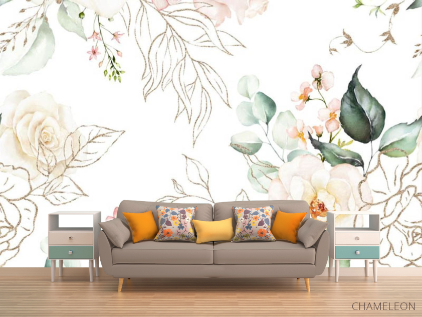 Фотообои Аварельные цветы патерн - 1