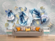 Фотообои Синие цветы 3д - 1