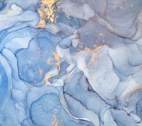Фотошпалери Блакитний Fluid art з золотом 25749