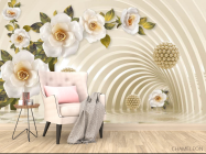 Фотообои 3д тонель с цветами - 4