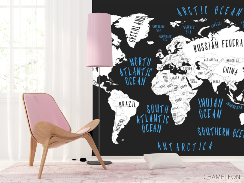 Фотошпалери Карта на чорному тлі - 4