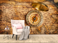 Фотообои Старая карта с компасом - 4