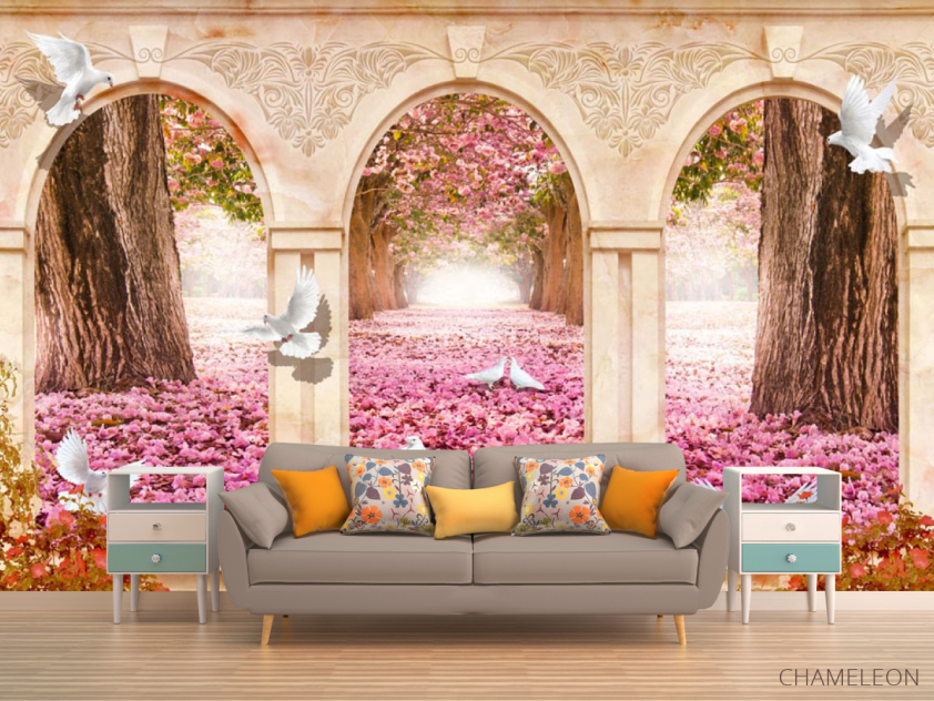 Фотообои Арка и розовые лепестки - 1