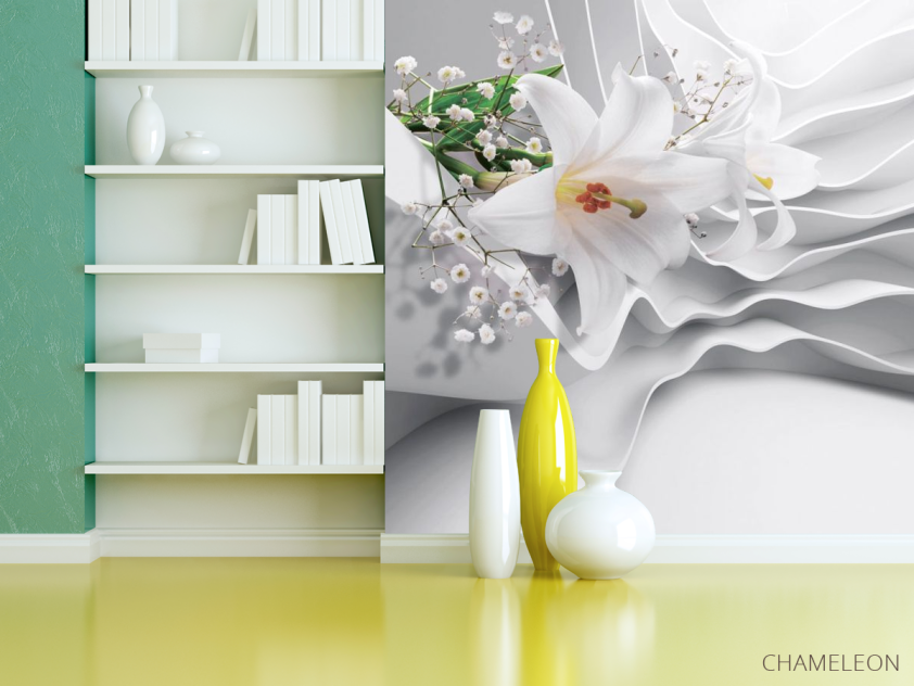 Фотошпалери Лілії на сірому тлі - 3