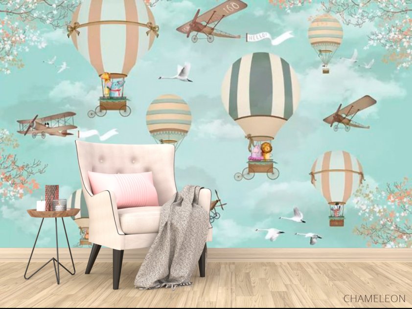 Фотообои воздушные шары на бирюзовом фоне - 4