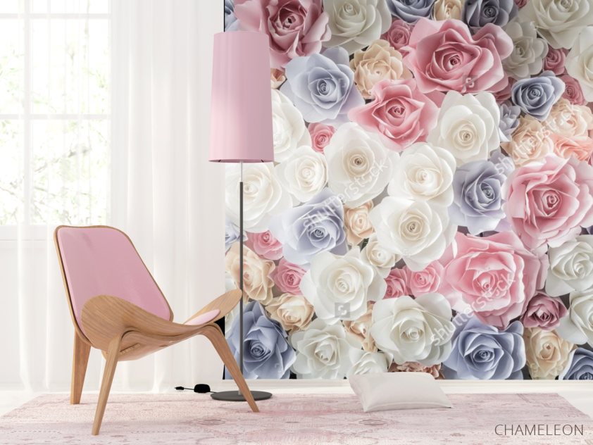 Фотошпалери 3D паперові троянди - 4