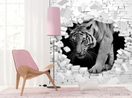 Фотошпалери Тигр із кам'яної стіни - 4