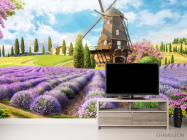 Фотообои Фреска с мельницей и лавандой - 2
