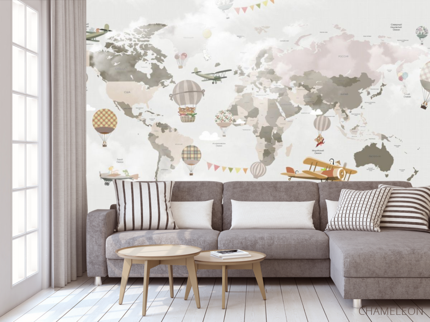 Фотообои 3д карта детская - 3