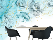 Фотошпалери векторні дизайнерські квіти з золотом - 1