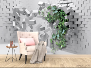 Фотообои Кирпичная стена с цветком - 4