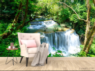 Фотообои водопад среди зеленых растений - 4