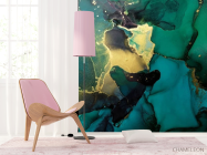 Фотошпалери Зелений fluid art з золотом - 4