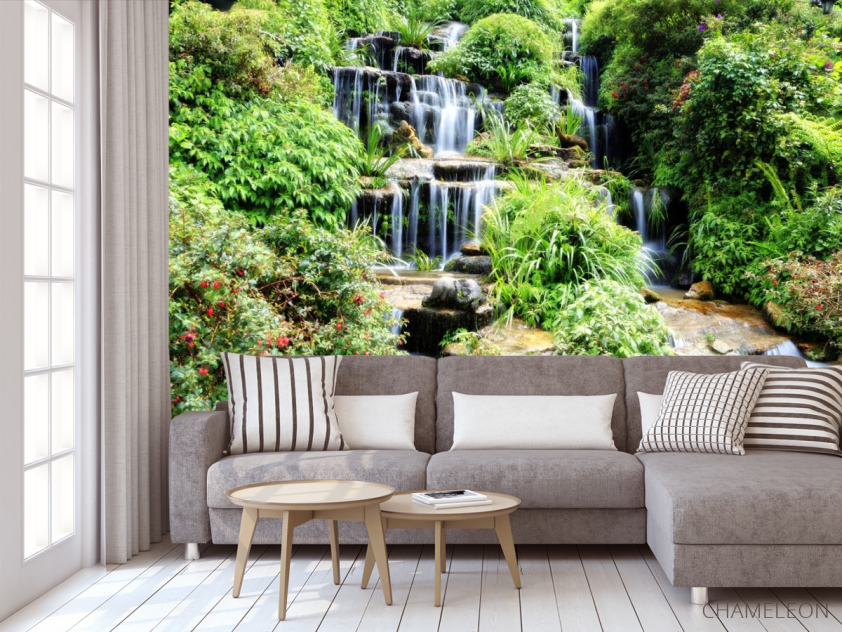 Фотообои водопад среди зелени - 3