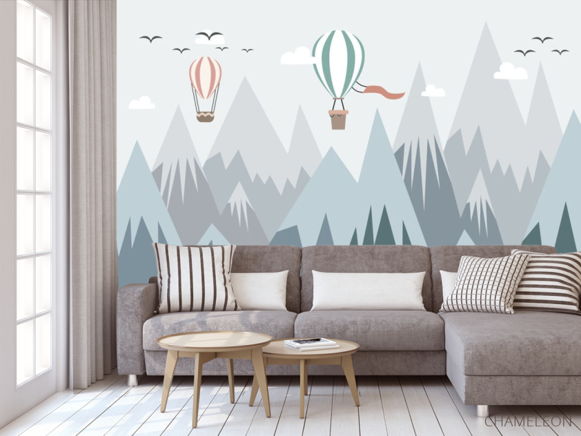 Фотообои Синие горы и шары - 3