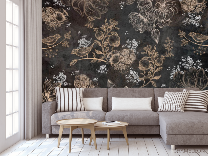 Фотообои Коричневые цветы - 3