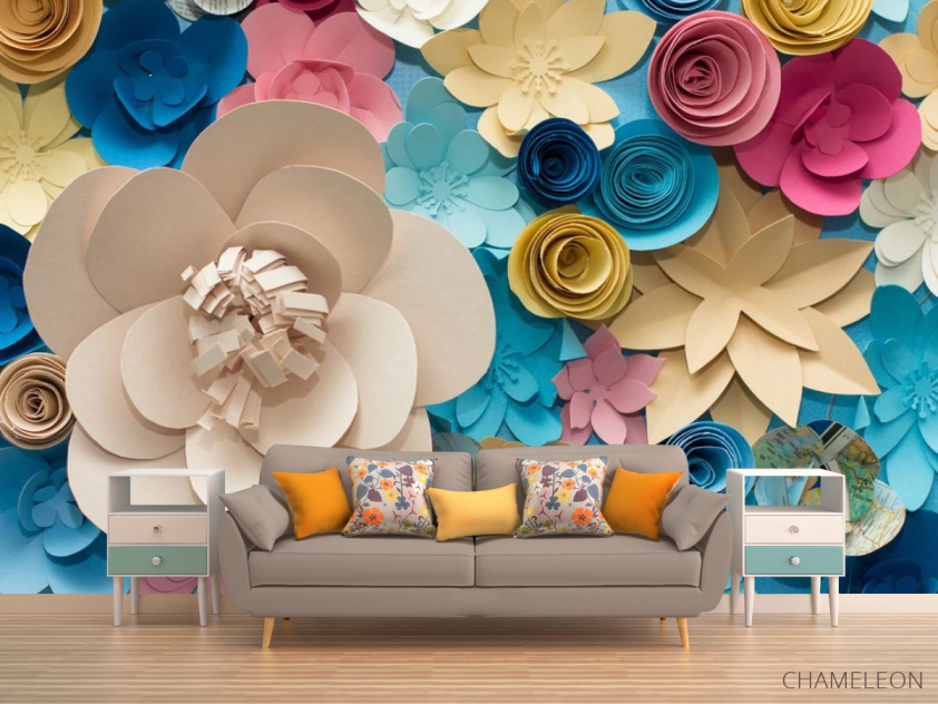 Фотообои разноцветные буажные цветы - 1