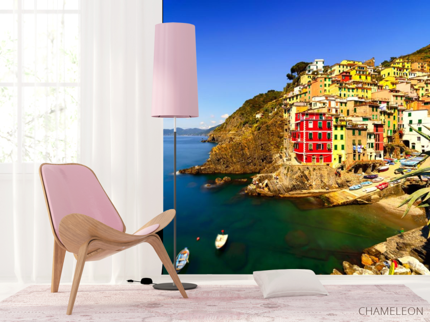 Фотообои красно-желтые дома над морем - 4