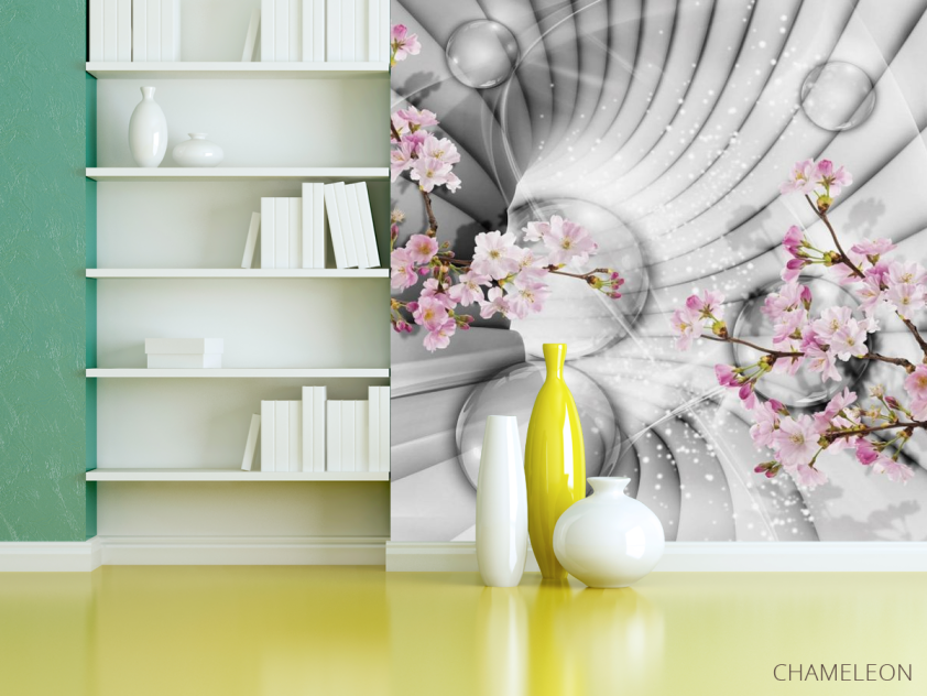 Фотошпалери 3Д тунель з квітами - 3