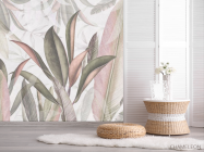 Фотошпалери Тропічні листя в рожевому відтінку - 2