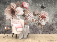 Фотообои Винтажные коричневые цветы - 4