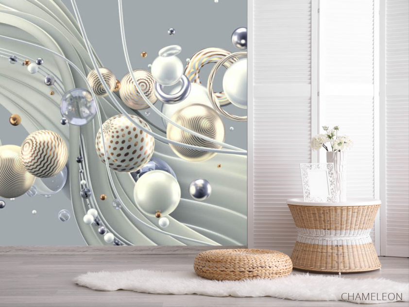 Фотошпалери золоті 3Д кулі - 2