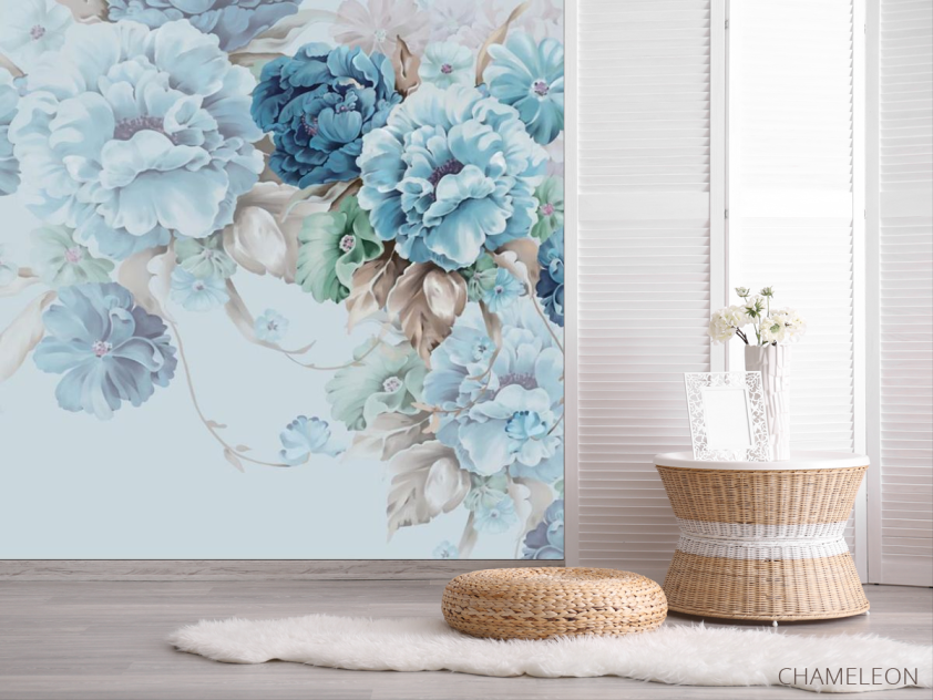 Фотошпалери Сині квіти 3д - 2