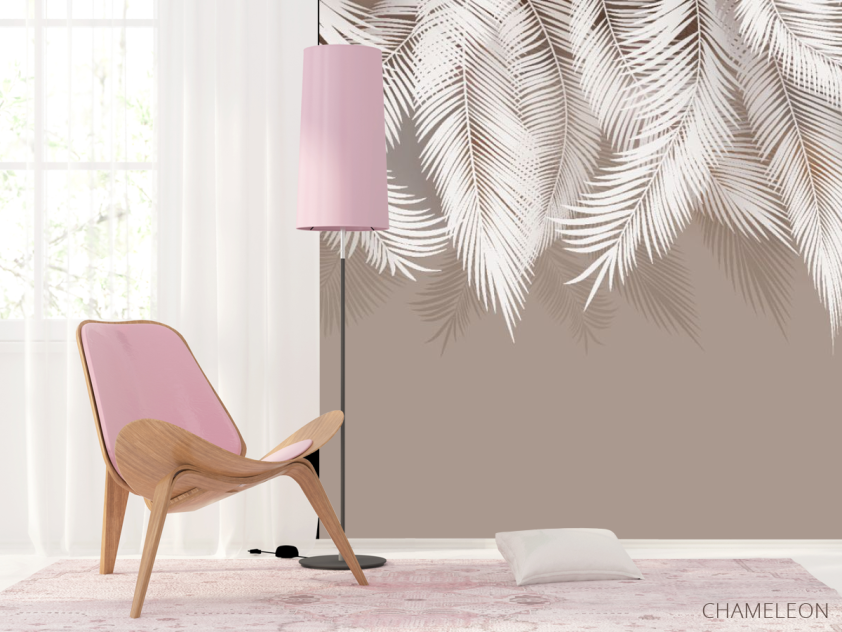 Фотошпалери бежеві листя на стіну - 4