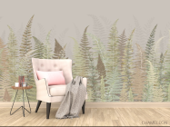 Фотообои Листья папоротнику зелено бежевый оттенок - 4