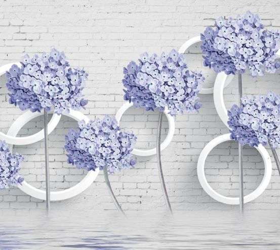 Фотообои 3д цветы голубые Фотообои 3д цветы голубые 22126
