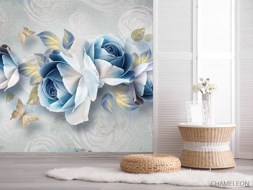 Фотошпалери Сині квіти 3д - 2