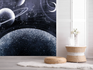 Фотошпалери дизайнерські планети бежевий відтінок - 2