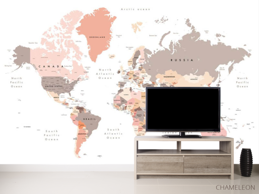 Фотообои Карта мира в пастельных тонах - 2