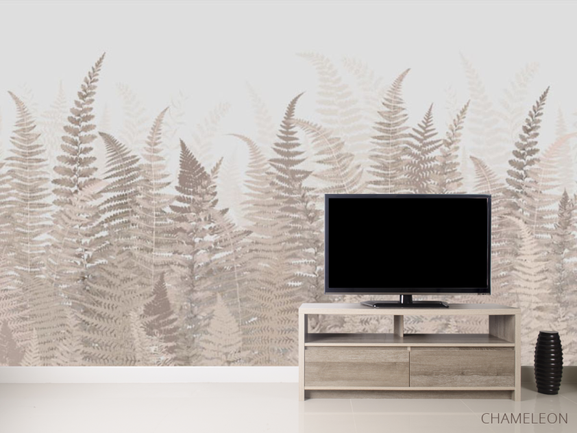 Фотообои Листья папоротника бежевые - 2