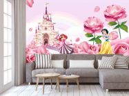 Фотообои Розовый замок с принцессами - 3