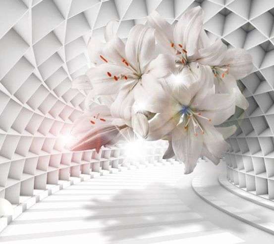 Фотошпалери 3D лілії в тунелі Фотошпалери 3D лілії в тунелі 30780