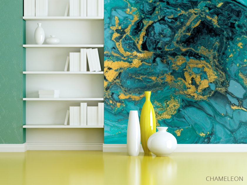Фотошпалери Бірюзовий Fluid art - 3