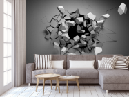 Фотообои камни вылетают со стены - 3