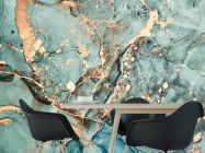 Фотошпалери Бірюзовий флюїд з золотом - 1