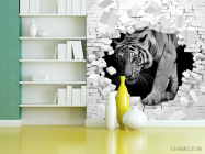 Фотошпалери Тигр із кам'яної стіни - 3