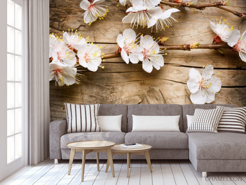 Фотообои белые цветочки на ветке - 3