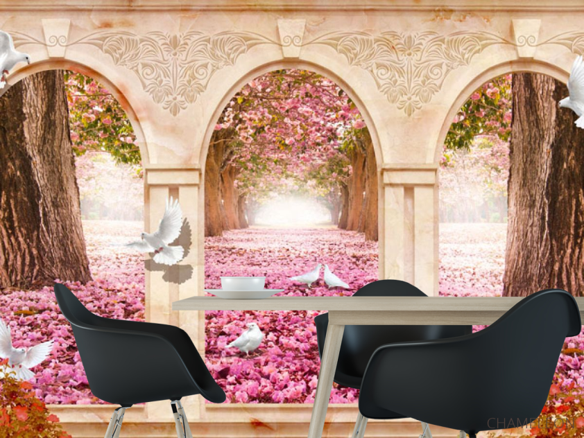 Фотошпалери Арка і рожеві пелюстки - 1